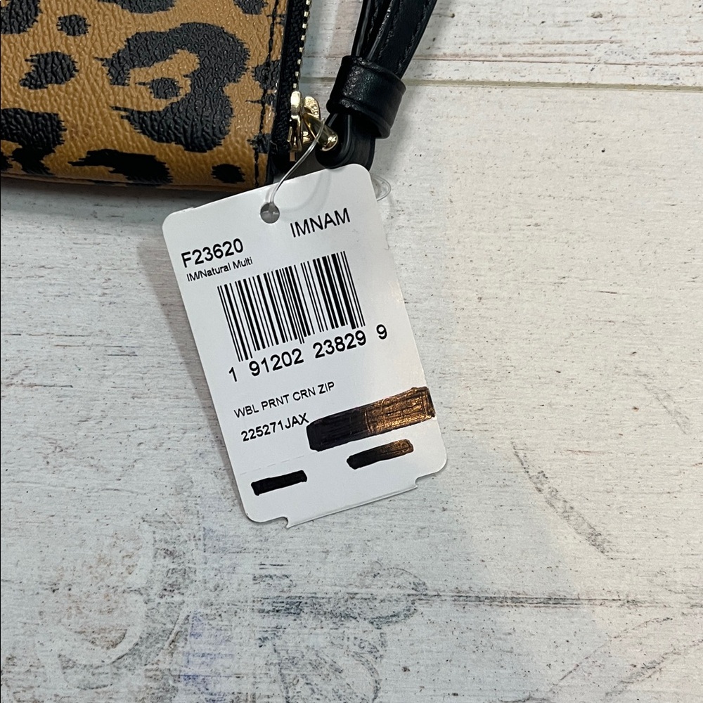 Coach Heart Animal Print Wristlet in Brown and Black - Picture 5 of 7